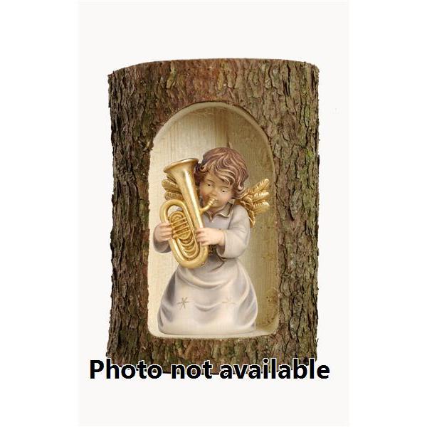 Bell angel with tuba in a tree trunk - 