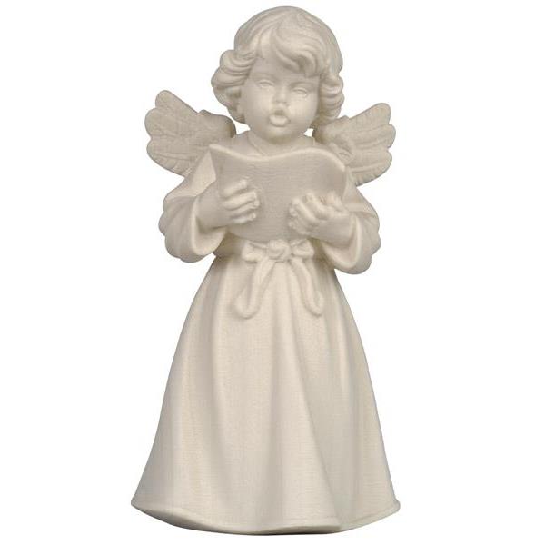 Bell angel standing with notes - natural wood