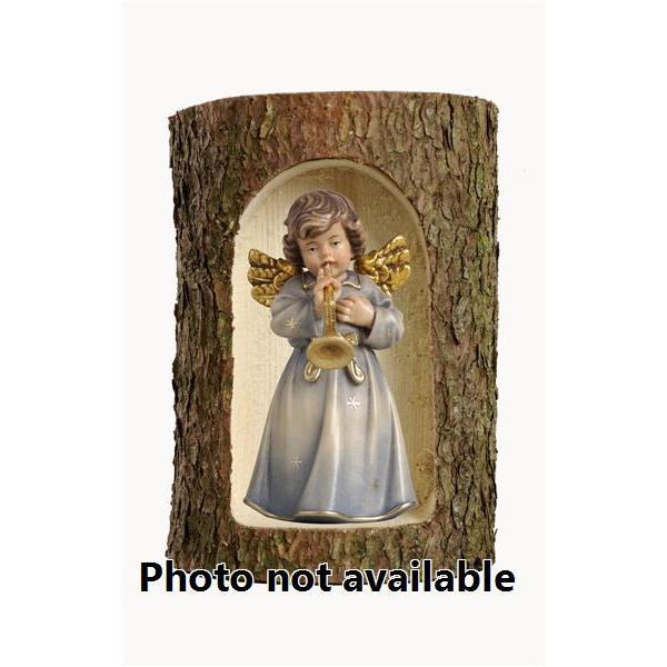 Bell angel, stand. with trumpet in a tree trunk - 
