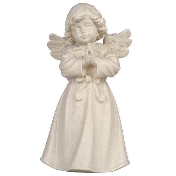 Bell angel standing praying - natural wood