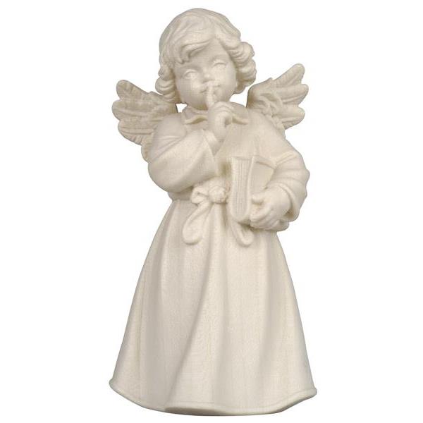 Bell angel standing with book - natural wood