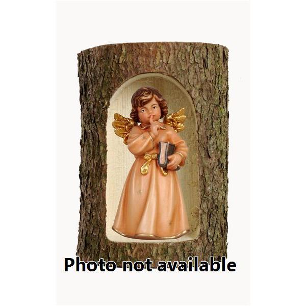 Bell angel, stand. with book in a tree trunk - 