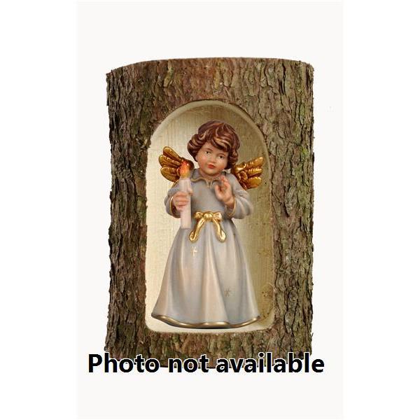 Bell angel, stand. w.candle in a tree trunk - 