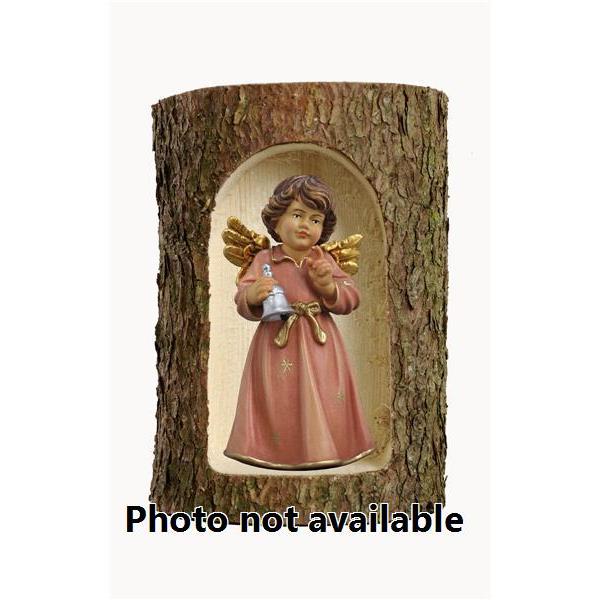 Bell angel, stand. with bell in a tree trunk - 