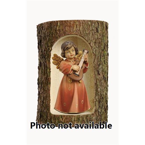 Bell angel, stand. w. guitar in a tree trunk - 