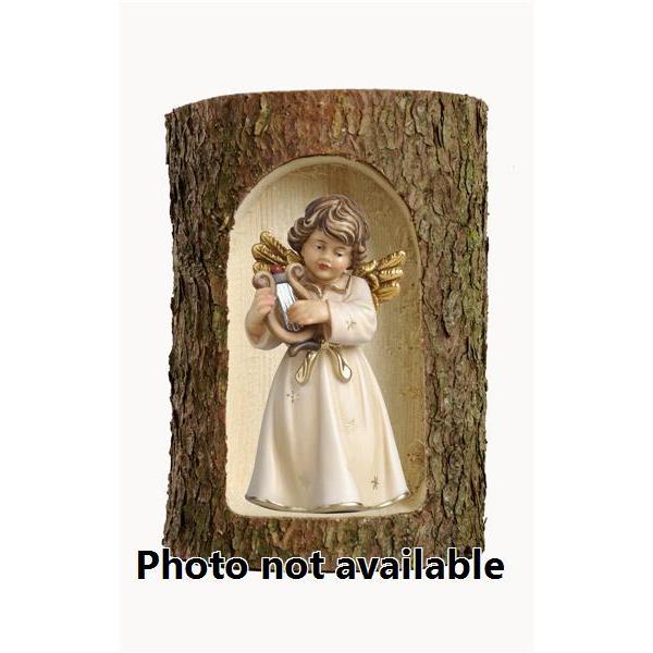 Bell angel, stand.with lyre in a tree trunk - 
