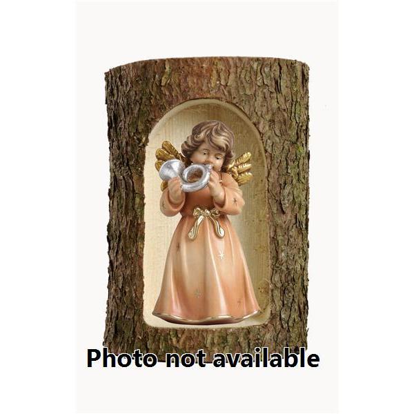 Bell angel, stand. with horn in a tree trunk - 