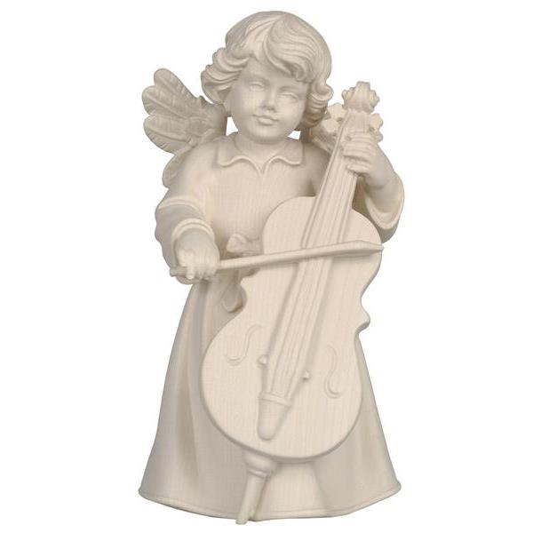 Bell angel standing with double-bass - natural wood