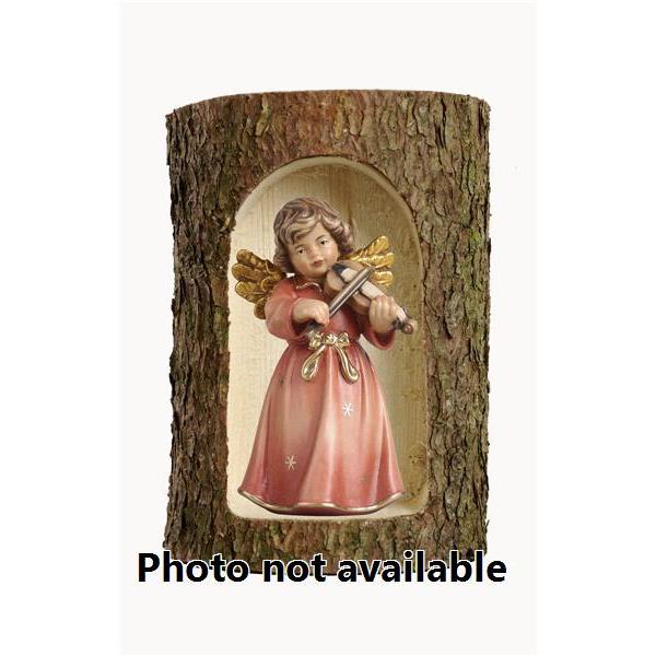 Bell angel, stand. with violin in a tree trunk - 
