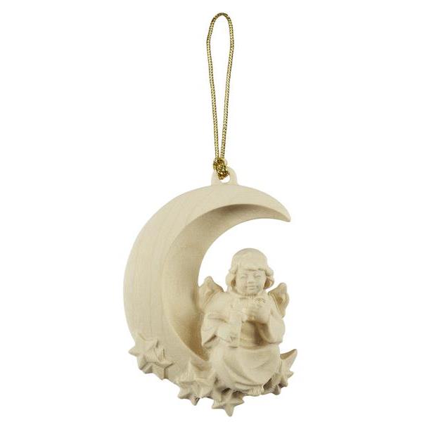 Angel silent night with candle - natural wood