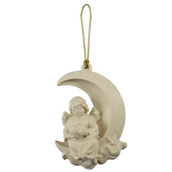 Angel silent night with heart - natural wood