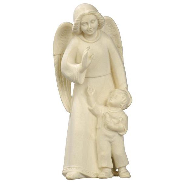Guardian angel with boy - modern  - natural wood