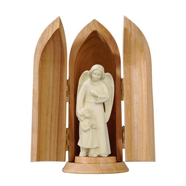 Guardian angel with girl - modern in niche - natural wood