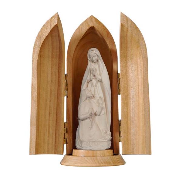 Our Lady of Lourdes with Bern.in niche - natural wood