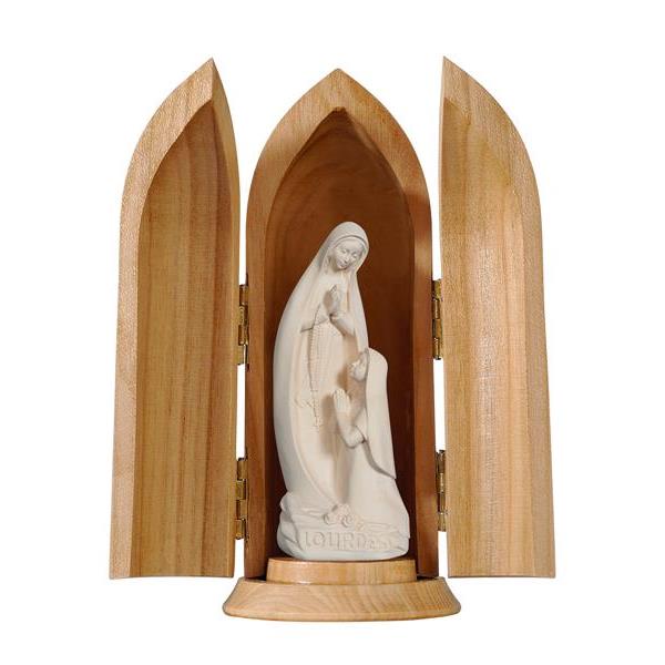 Our Lady of Lourdes+Bernad.mod.stil.in niche - natural wood