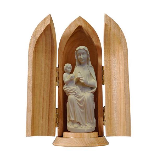 Our Lady of Mariazell sitting in niche - natural wood