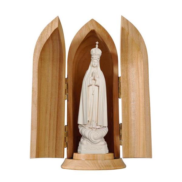 Our Lady of Fátima Capelinha with crown in niche - natural wood