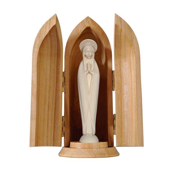 Our Lady of Fátima modern style in niche - natural wood