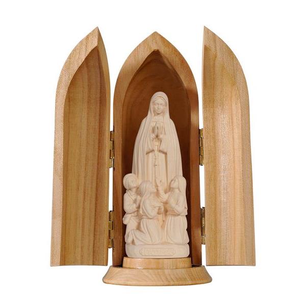Mad. Fátima with little shepherds in niche - natural wood