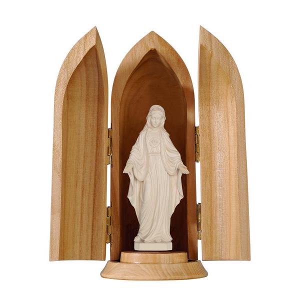 Sacred Heart of Mary in niche - natural wood
