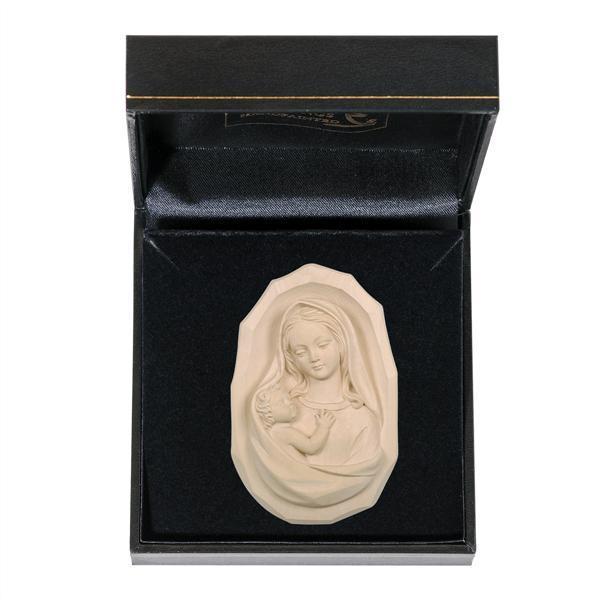 Wall Madonna with child with case - natural wood