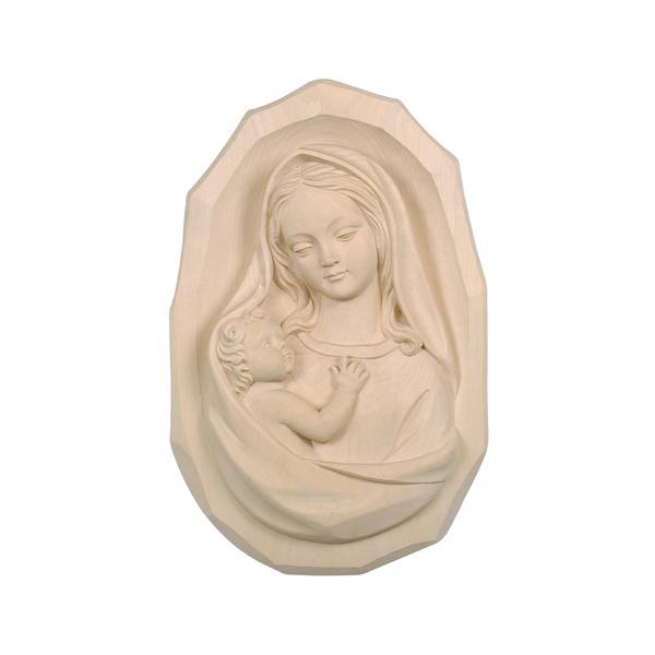 Wall madonna with child - natural wood
