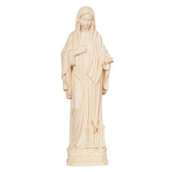 Our Lady of Medjugorje with church - natural wood