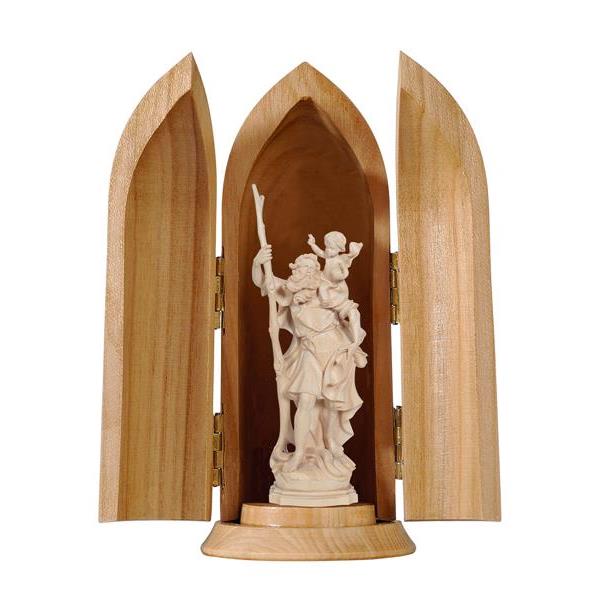 St. Christopher in niche - natural wood