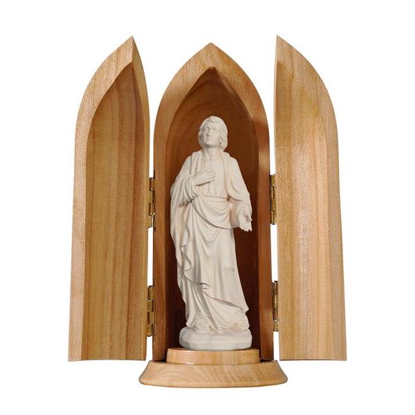 St. John under the cross in niche - natural wood