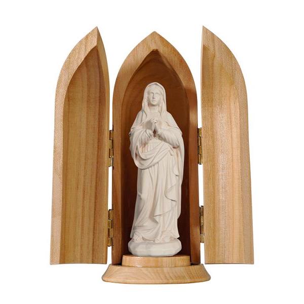 St. Mary under the cross in niche - natural wood