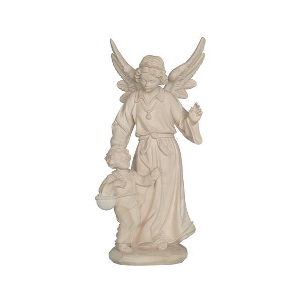 Guardian angel with boy - natural wood