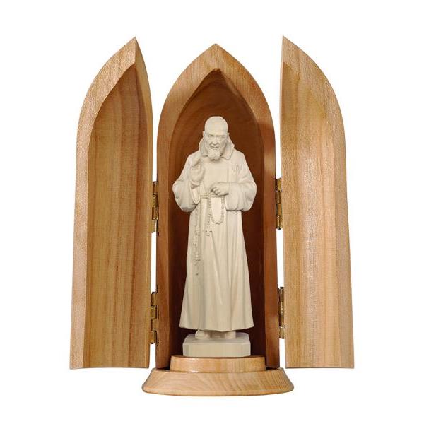 Padre Pio in niche - natural wood
