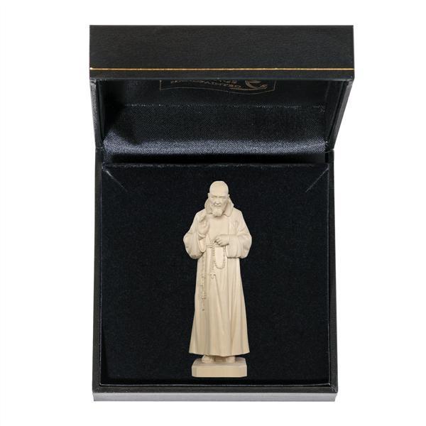 Padre Pio with case - natural wood