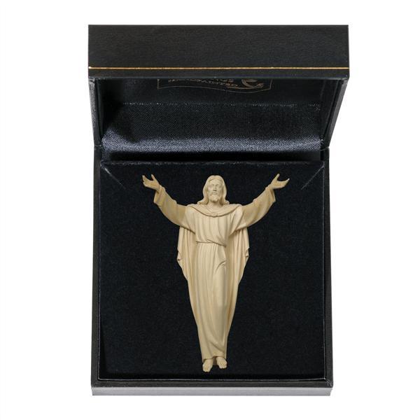Risen Christ with case - natural wood