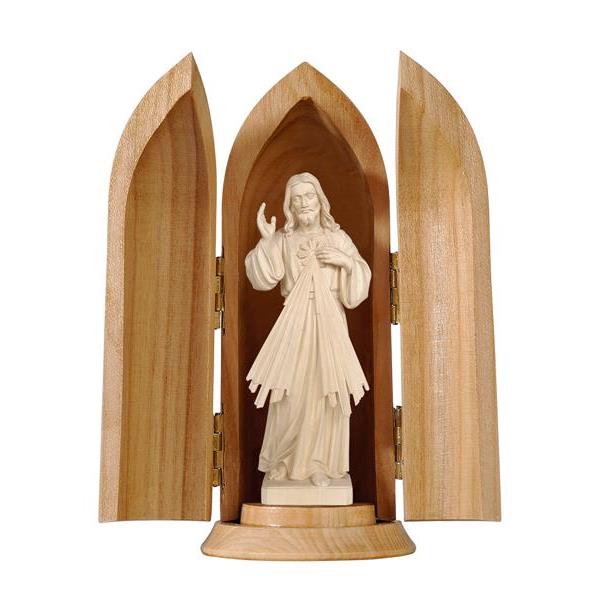 Divine Mercy in niche - natural wood