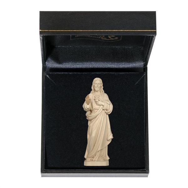 Sacred Heart of Jesus with case - natural wood