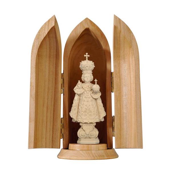Infant of Prague in niche - natural wood