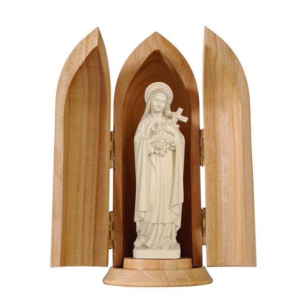 St. Theresa of Lisieux in niche - natural wood