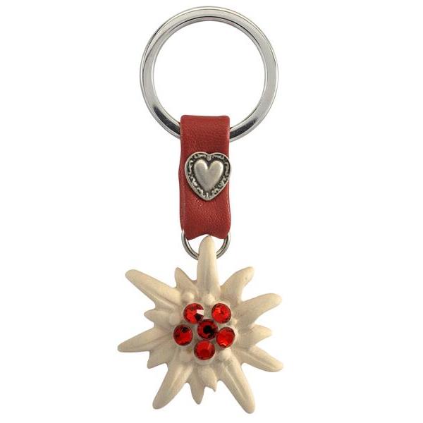 Edelweiss keychain leather decor - natural red 6 cr.