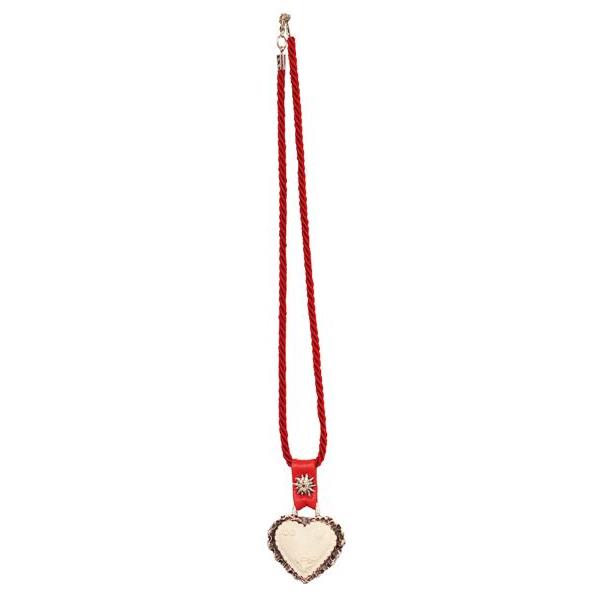 Heart necklace genuinly leather decor - natural red