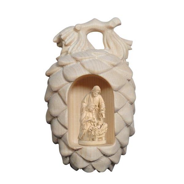 Pine cones with Holy Night crib - natural wood