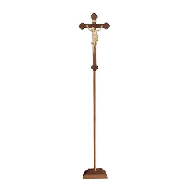 Processional Cr.Leonardo cross baroque stained - natural wood