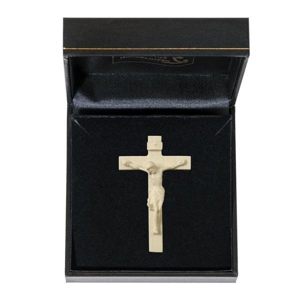 Rosary cross with case - natural wood