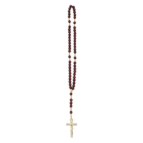 Rosary with cross - natural red
