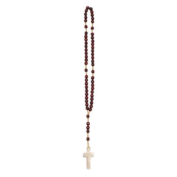 Rosary with Cross Pope Francis - natural red