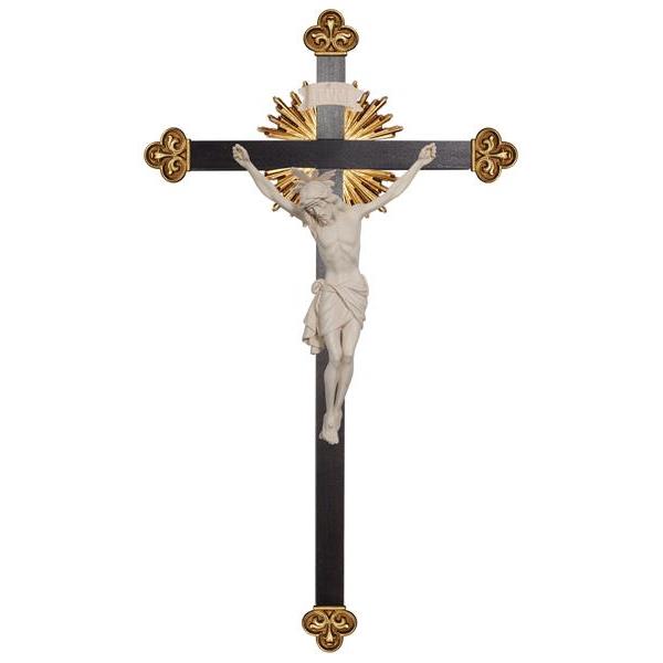 Corpus Siena with halo cross baroque with shine - natural wood