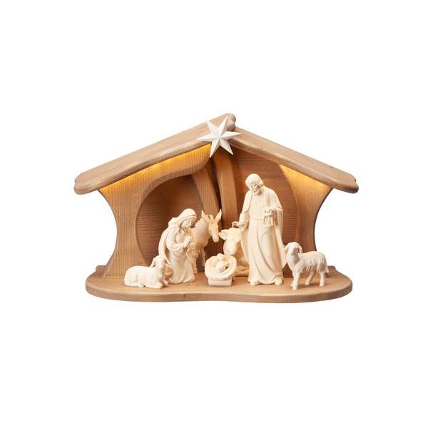 AD Nativity Set 9 pcs-stable Luce for Holy Family Led - natural wood