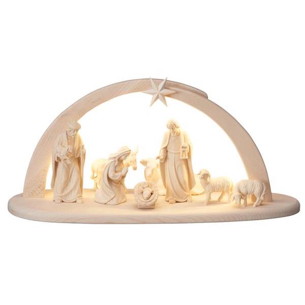 AD Nativity set 10 pcs-Stable Leonardo with lighting - natural wood