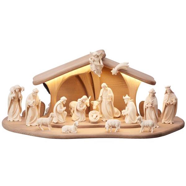 AD Nativity set 19 pcs-Stable Luce with Led - natural wood