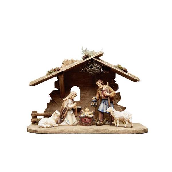 HE Nativity set 7 pcs-stable Tyrol for H.Fam - colored